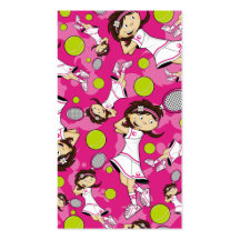 Cute Tennis Girl Bookmark Business Card Templates