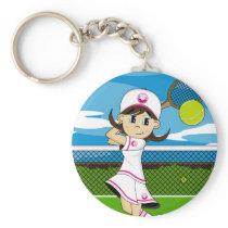Cute Tennis Girl Keychain