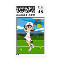 Cute Tennis Girl Stamp