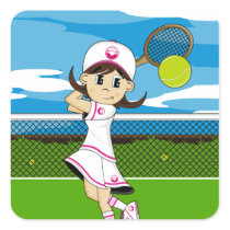 Cute Tennis Girl Sticker