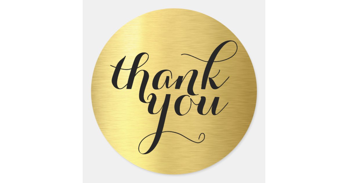 CUTE THANK YOU modern simple shiny gold foil Classic Round Sticker Zazzle