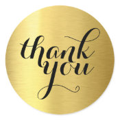 CUTE THANK YOU modern simple shiny gold foil Classic Round Sticker