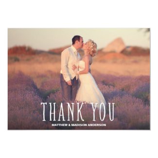 Cute Thank You White Overlay 5x7 Paper Invitation Card
