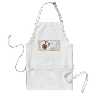 Cute Thanksgiving Turkey with Fall Leaves apron