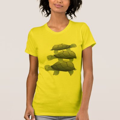 Cute Three Tutles Stacked Terrapin Tee Shirt
