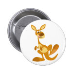 Cute Thumping Cartoon Kangaroo Button Badge