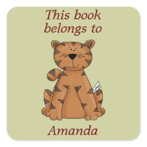 Cute Tiger This Book Belongs To Book Plate Sticker stickers