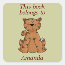 Cute Tiger This Book Belongs To Book Plate Sticker