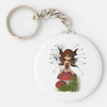Cute Toon Autumn Fairy and Toadstool Keychain