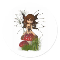 Cute Toon Autumn Fairy and Toadstool stickers