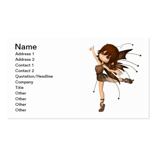 Cute Toon Autumn Fairy Business Cards (front side)