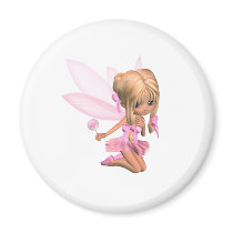 Cute Toon Ballerina Fairy in Pink - kneeling magnets
