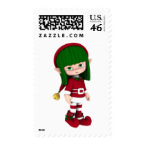 Cute Toon Elf Holiday Postage postage