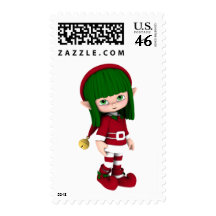 Cute Toon Elf Holiday Postage