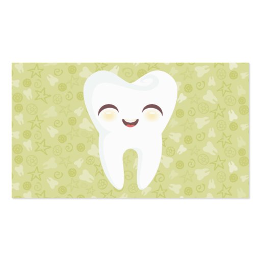 Cute Tooth - Green Personalized Business Cards (front side)