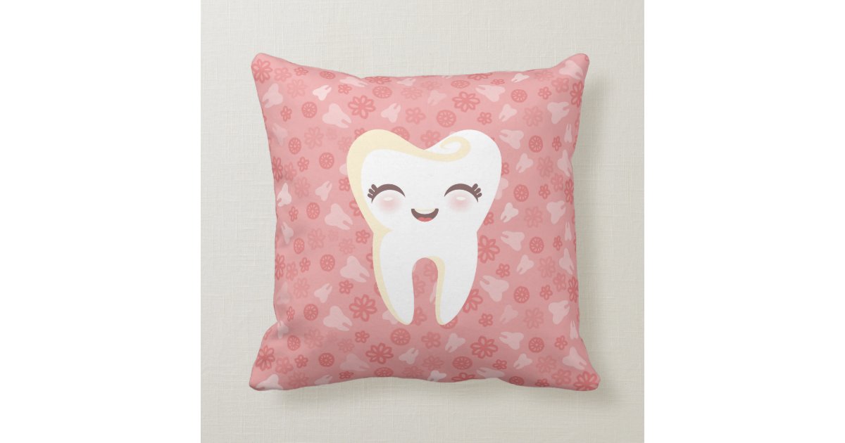 Cute Tooth - Pink Decorative Throw Pillow Zazzle