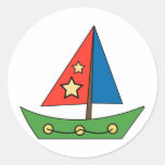 Cute Toy Sailboat Round Stickers
