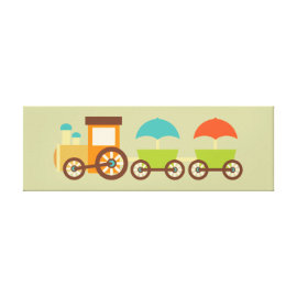 Cute Train Wrapped Canvas Kids Wall Decor Baby Stretched Canvas Print