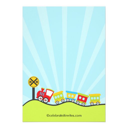 Cute Trains Birthday Party Invitation