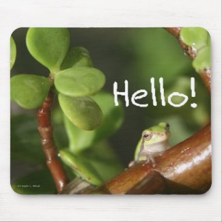 Cute tree frog says hello! Amphibian style! mousepad