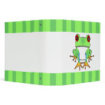 Cute Tree Frog Striped Large Binder