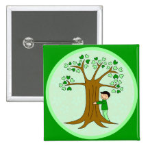 Cute Tree Hugger Design Buttons