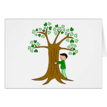 Cute Tree Hugger Design Greeting Cards