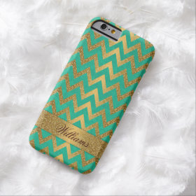 Cute trendy chevron zigzag faux gold glitter barely there iPhone 6 case
