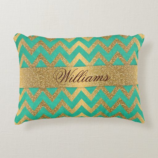 Cute trendy chevron zigzag faux gold glitter decorative pillow Zazzle