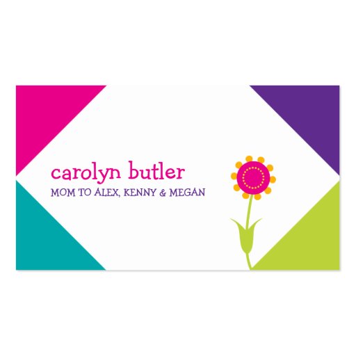 Cute & Trendy Colorful Mommy Business Cards (front side)