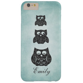 Cute trendy girly owl personalized barely there iPhone 6 plus case