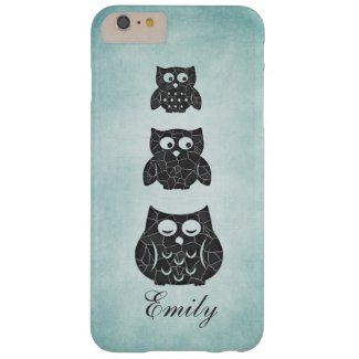 Cute trendy girly owl personalized barely there iPhone 6 plus case