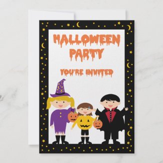 Cute Trick or Treat Kids Halloween Party Invitations