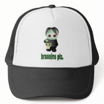Cute Trick-or-Treating Zombie - "braaains plz" Trucker Hat
