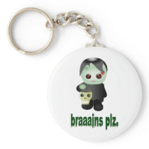 Cute Trick-or-Treating Zombie - "braaains plz" Keychain