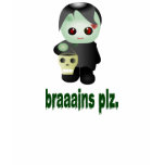 Cute Trick-or-Treating Zombie - "braaains plz" t-shirts