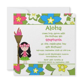 16th Birthday Party Invitations on Cute Tropical Hula Girls Birthday Party Invitation Invitation