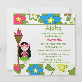 16th Birthday Party Invitations on Cute Tropical Hula Girls Birthday Party Invitation Invitation