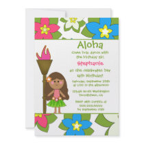 Cute tropical hula girls birthday party invitation