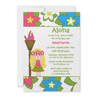 Cute tropical hula girls birthday party invitation invitation