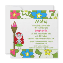 Cute tropical hula girls birthday party invitation