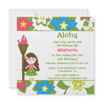 Cute tropical hula girls birthday party invitation