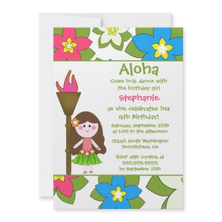 Cute tropical hula girls birthday party invitation invitation