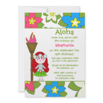Cute tropical hula girls birthday party invitation