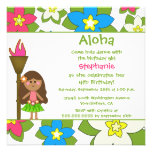 Cute tropical hula girls birthday party invitation