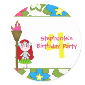 Cute tropical hula girls birthday party stickers sticker