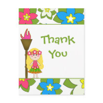 Cute tropical hula girls thank you postcard