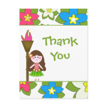 Cute tropical hula girls thank you postcard