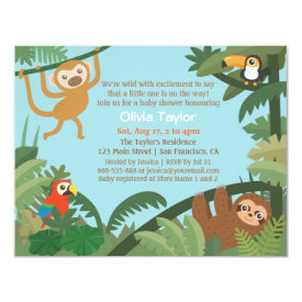 Cute Tropical Jungle Theme Baby Shower Invitations
