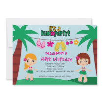 Cute Tropical Luau Party Birthday Invitation
